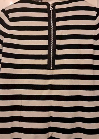 Uzun Kollu Siyah Beyaz Çizgili Kadın Triko - Görsel 3
