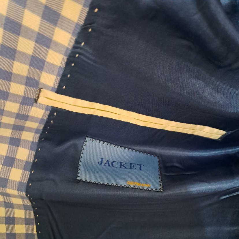 Erkek Mavi Kareli Notch Yaka Ceket - Görsel 5