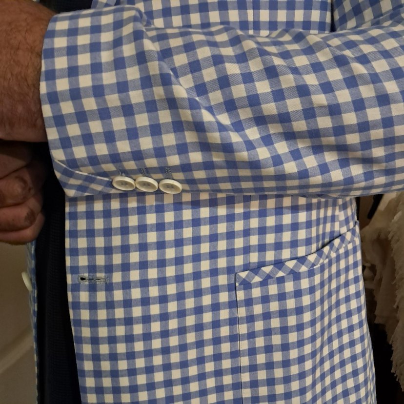 Erkek Mavi Kareli Notch Yaka Ceket - Görsel 4