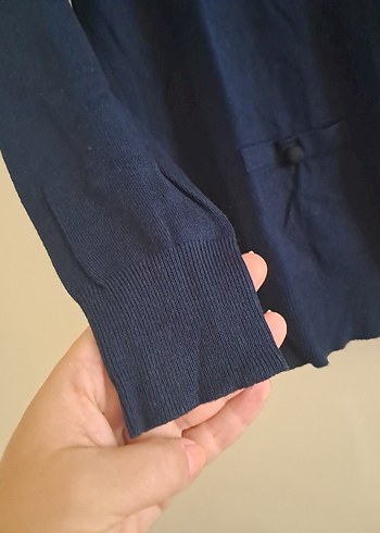 Düğmeli Lacivert Kadın Hırka - Görsel 3