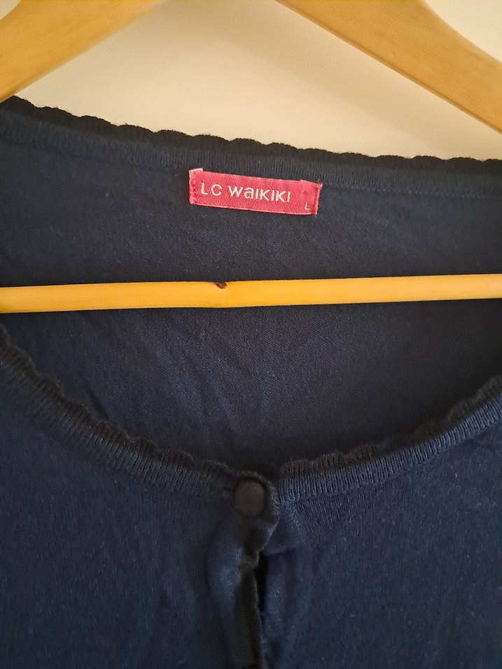 Düğmeli Lacivert Kadın Hırka - Görsel 2