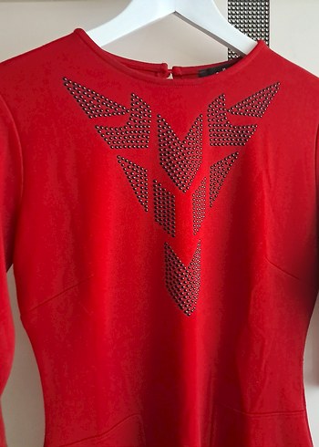 Nakışlı Kırmızı V Yaka Kadın Bluz - Görsel 3