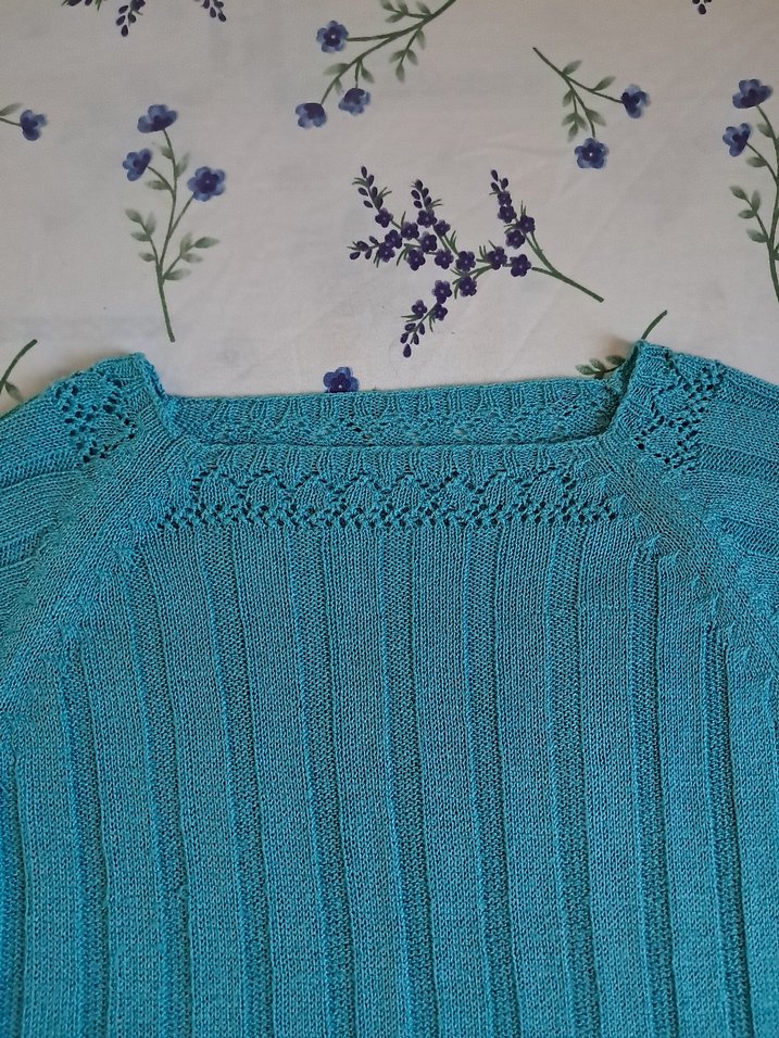 Turkuaz Bohem Kadın Kısa Kollu Triko Kazak - Görsel 5