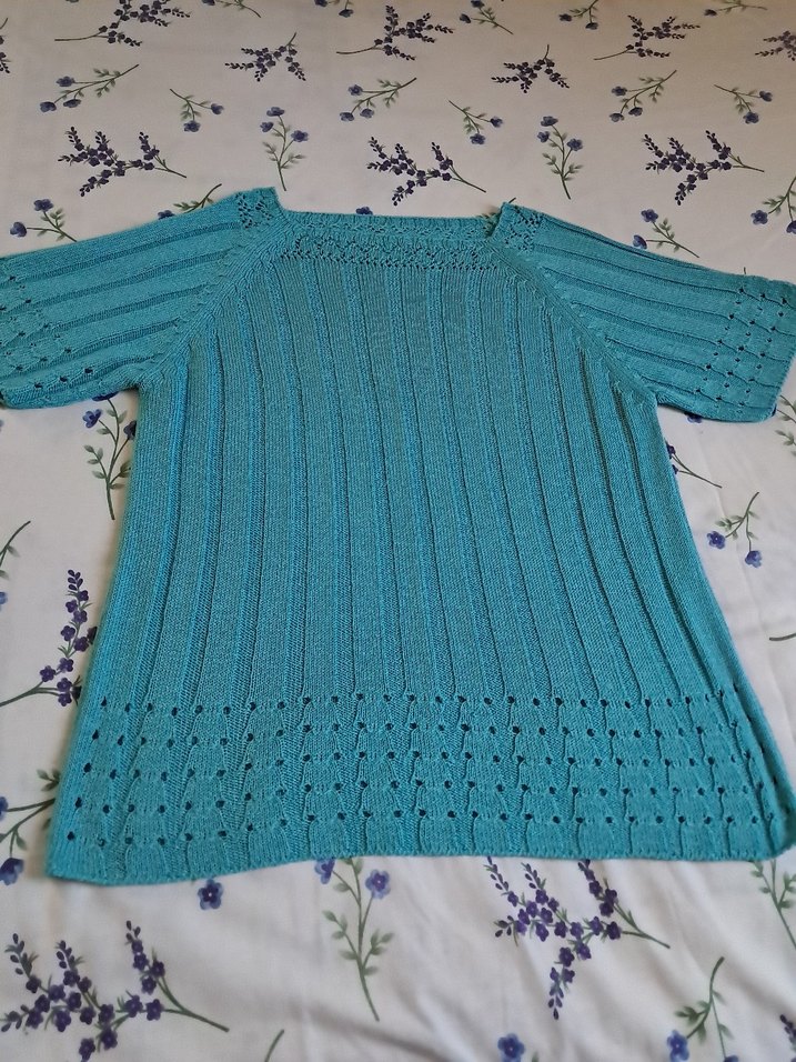 Turkuaz Bohem Kadın Kısa Kollu Triko Kazak - Görsel 4