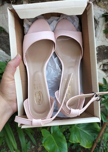 Pudra Pembe Topuklu Bağcıklı Kadın Ayakkabı - Görsel 2