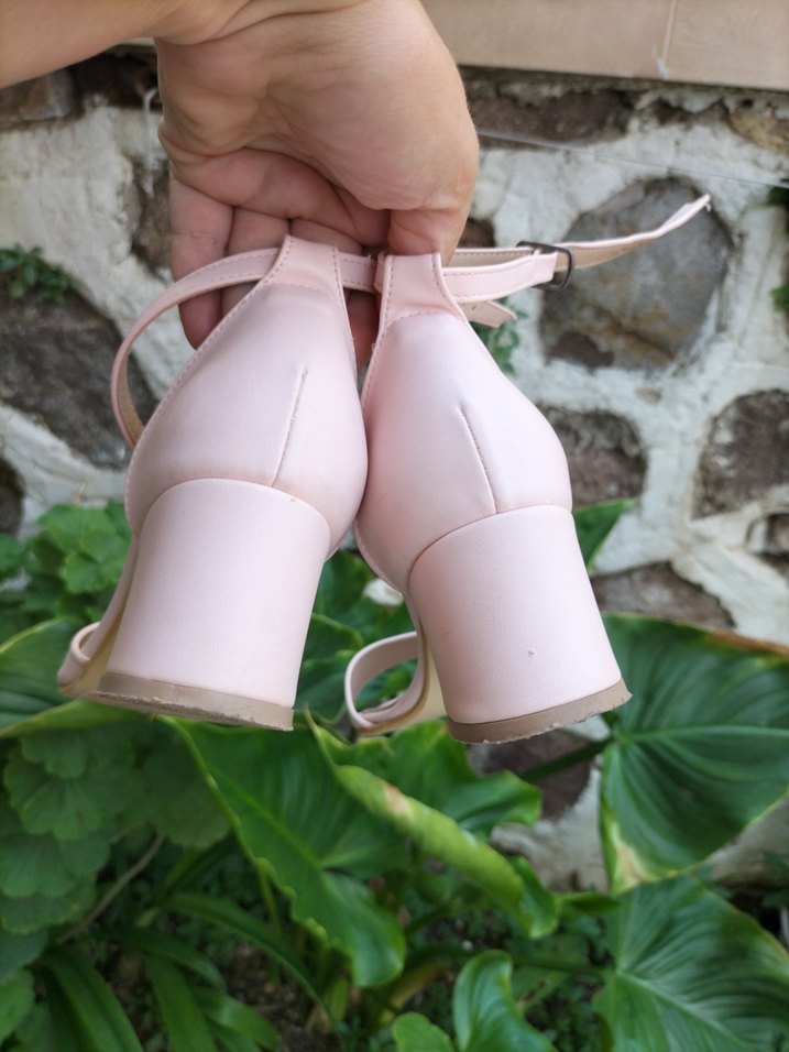 Pudra Pembe Topuklu Bağcıklı Kadın Ayakkabı - Görsel 3