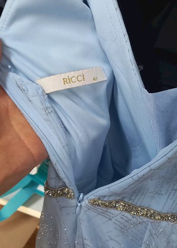 Uzun Pileli Mavi Bohem Kadın Abiye - Görsel 3