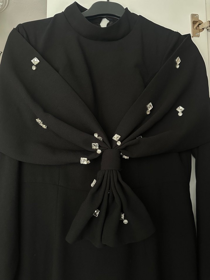 Uzun Siyah Goth Balıkçı Yaka Elbise - Görsel 4