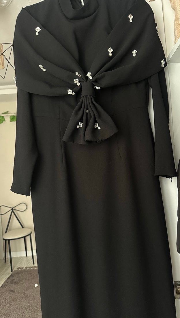 Uzun Siyah Goth Balıkçı Yaka Elbise - Görsel 5