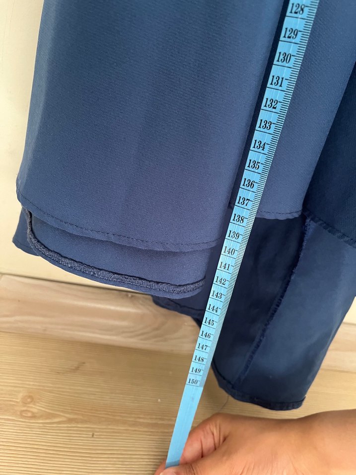 Uzun Kollu Mavi Drapeli Uzun Elbise - Görsel 5