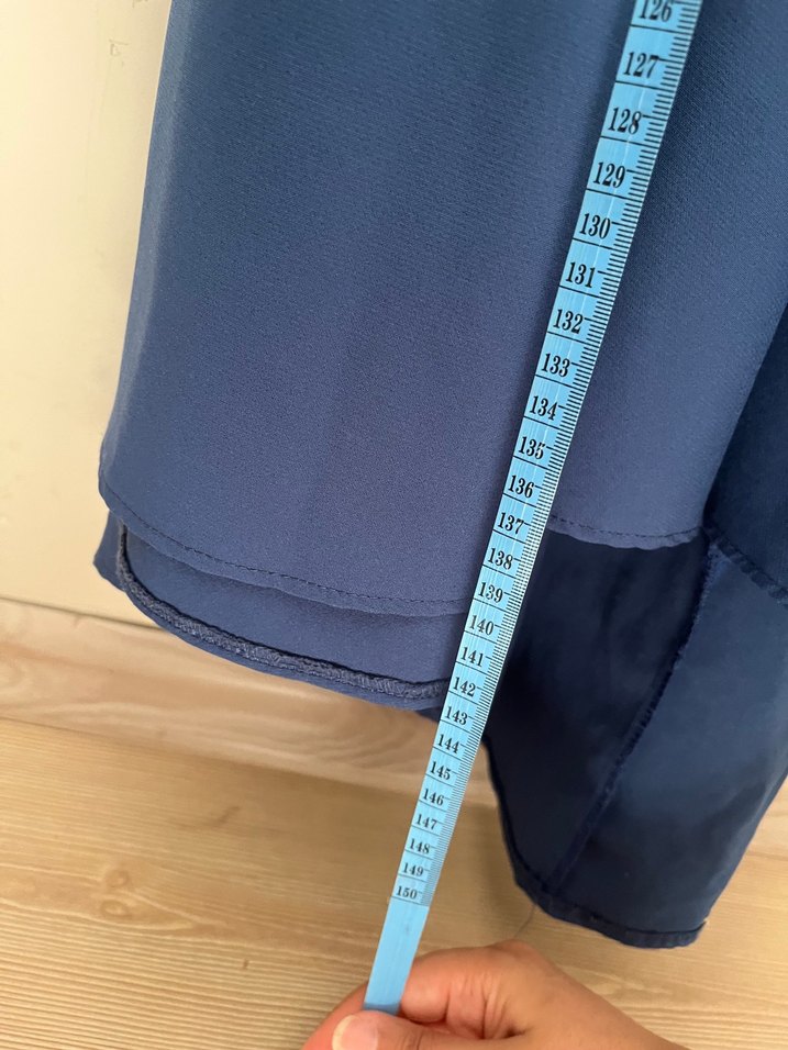 Uzun Kollu Mavi Drapeli Uzun Elbise - Görsel 4