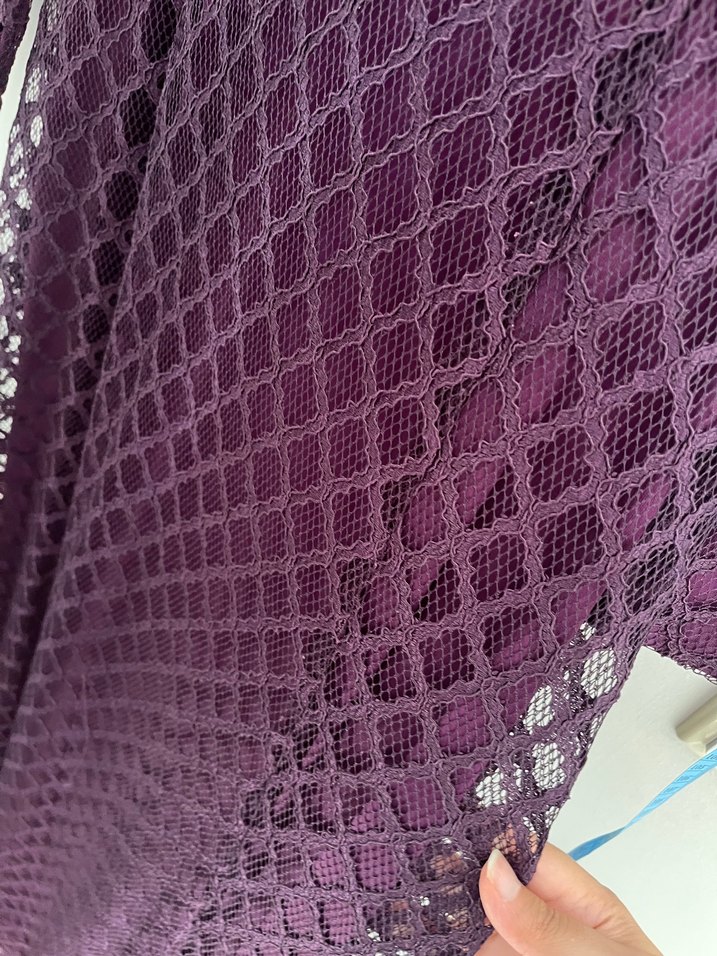 Mor Uzun Dantel Elbise - Görsel 2