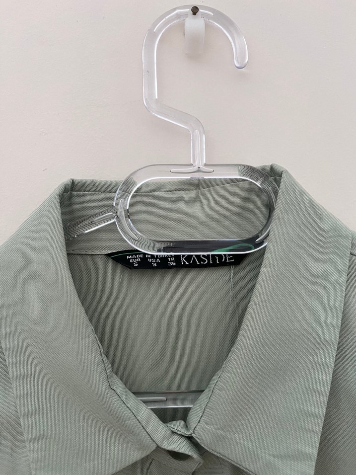 Düğmeli Uzun Kollu Keten Kadın Gömlek - Görsel 3