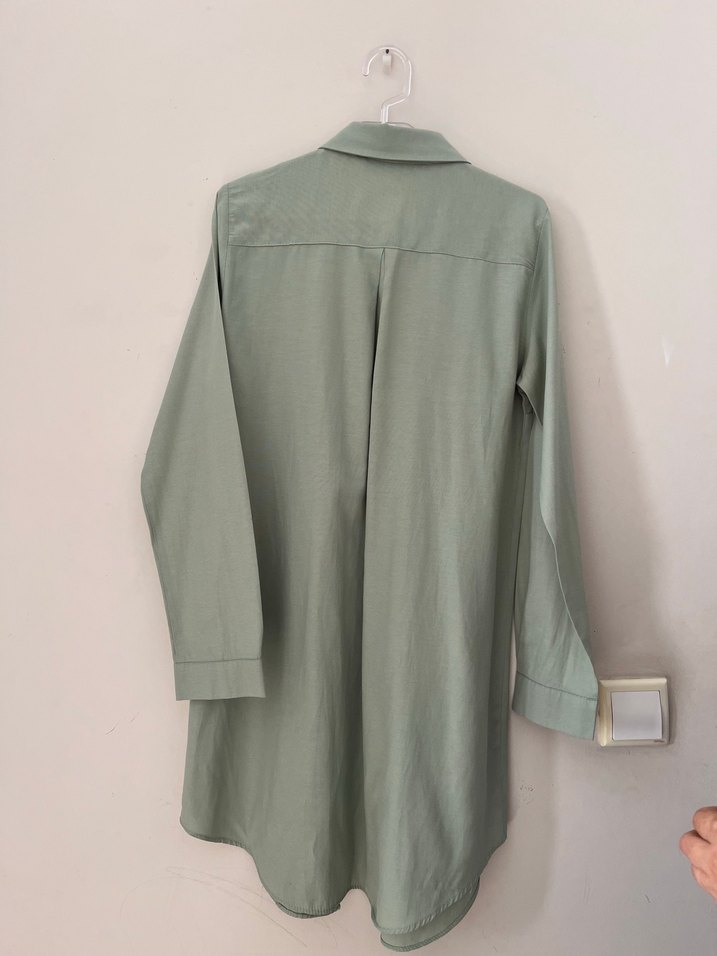 Düğmeli Uzun Kollu Keten Kadın Gömlek - Görsel 2