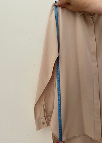 Bej Kadın Gömlek Uzun Kollu Düğmeli - Görsel 5