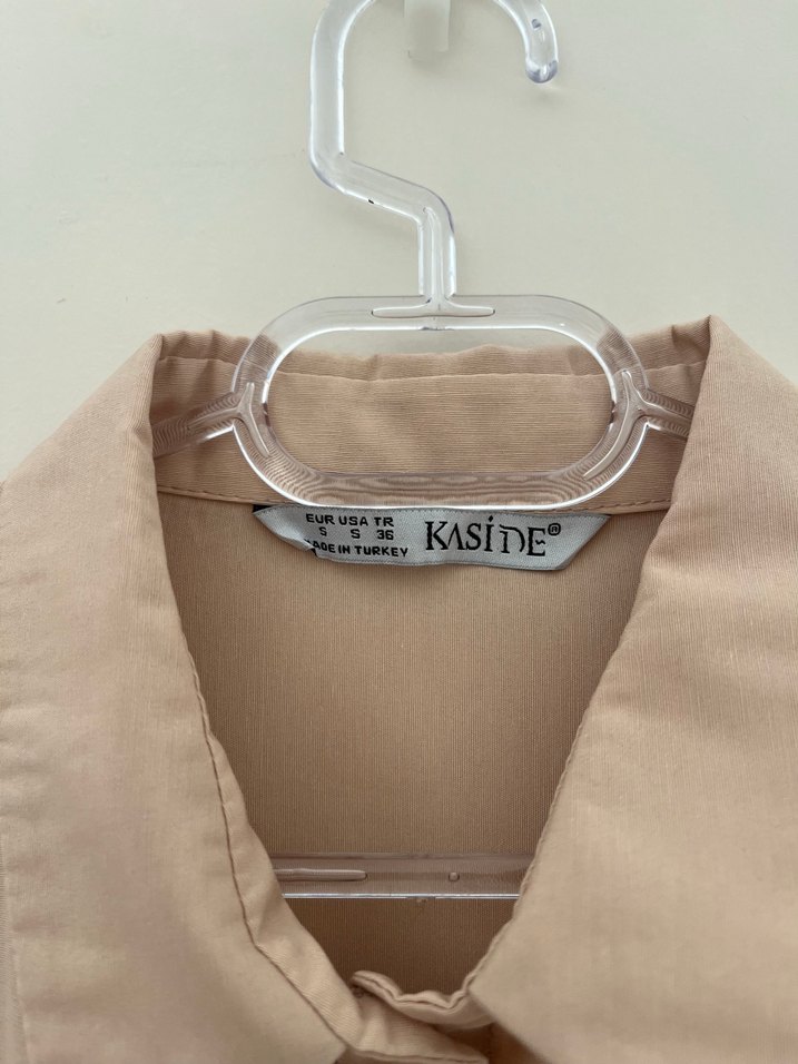 Bej Kadın Gömlek Uzun Kollu Düğmeli - Görsel 2