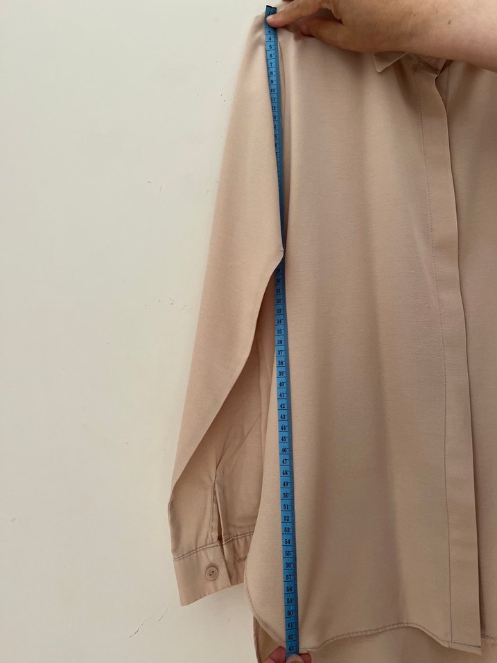 Bej Kadın Gömlek Uzun Kollu Düğmeli - Görsel 5
