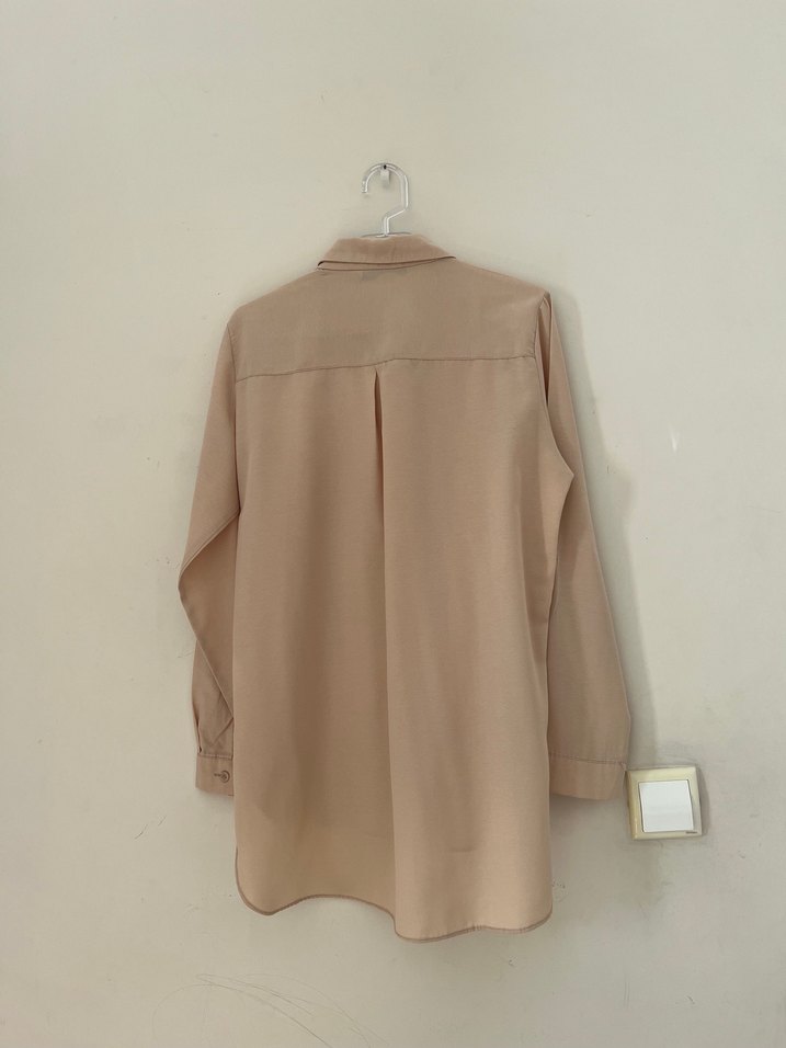 Bej Kadın Gömlek Uzun Kollu Düğmeli - Görsel 3