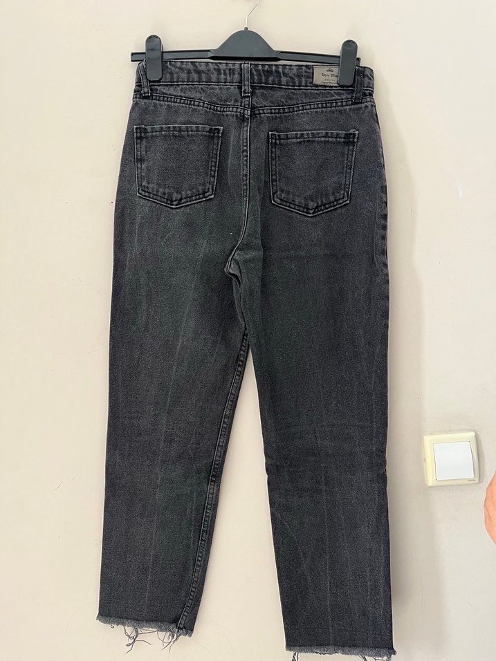 Gri Kadın Denim Midi Boy Kot Pantolon - Görsel 2