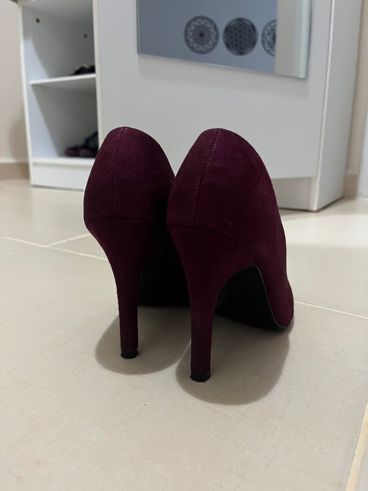 Mürdüm Süet Stiletto Kadın Ayakkabı - Görsel 2