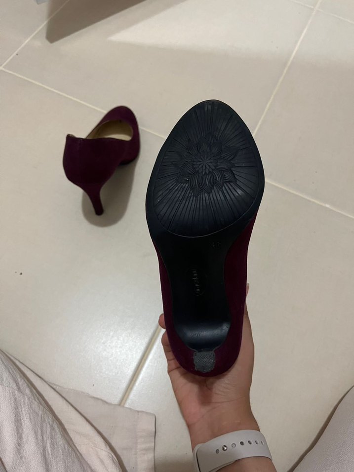 Mürdüm Süet Stiletto Kadın Ayakkabı - Görsel 3