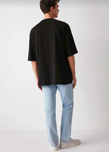 l Beden siyah Renk Hıgh kalın dokulu oversize pamuk tshirt