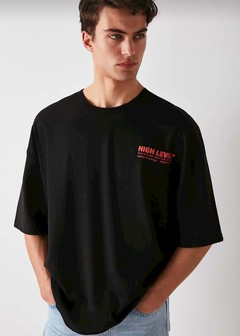 Hıgh kalın dokulu oversize pamuk tshirt