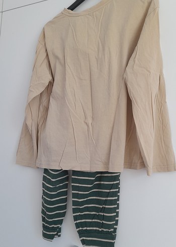 %100 Pamuklu Çizgili Yılbaşı Pijama Takımı - Görsel 2