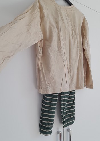 %100 Pamuklu Çizgili Yılbaşı Pijama Takımı - Görsel 3