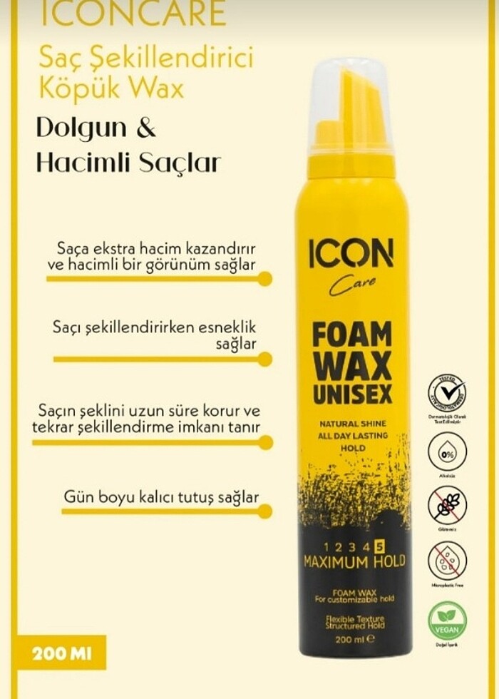 Icon care saç köpük şekillendirici wax - Görsel 2