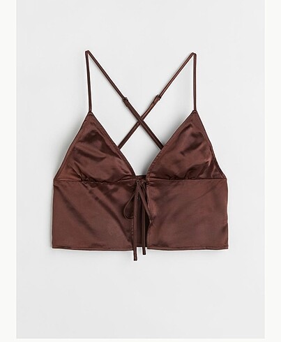 H&M kahverengi saten üst