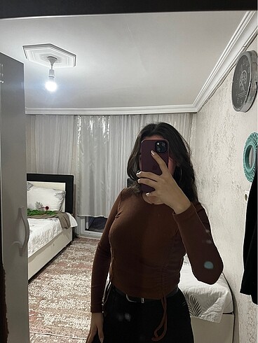 s Beden kahverengi Renk İki boyu ayarlanabilir bluz?