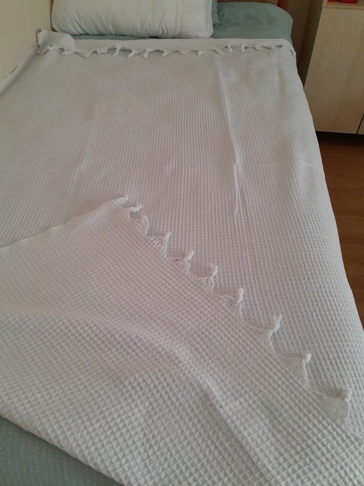 Vintage Yüzde Yüz Pamuklu  Beyaz Pike - Görsel 2