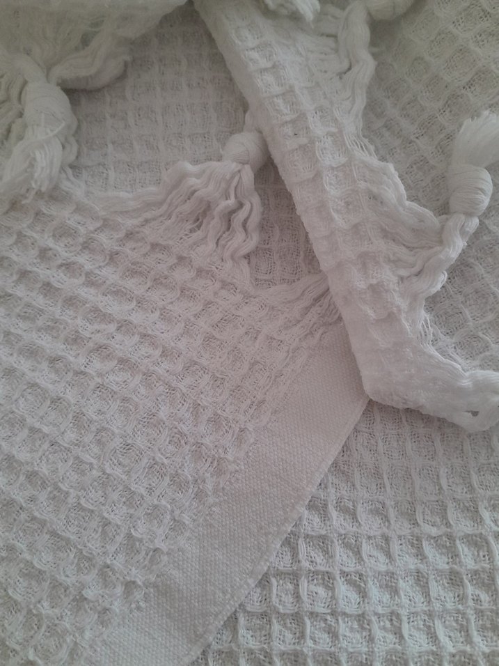 Vintage Yüzde Yüz Pamuklu  Beyaz Pike - Görsel 4