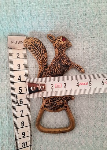 Vintage Pirinç Sincap Şişe Açacağı / Nadir - Görsel 8