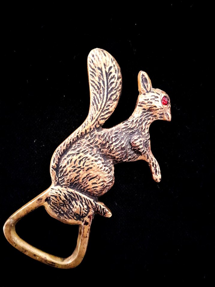 Vintage Pirinç Sincap Şişe Açacağı / Nadir - Görsel 5