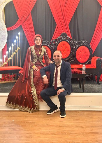 Bordo Bindallı kına elbisesi tesettür veya açık hanımlar için