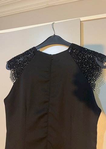 Siyah Drapeli Midi Siyah Gotik Elbise - Görsel 3