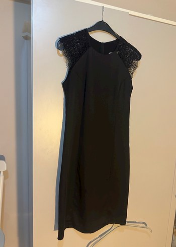 Siyah Drapeli Midi Siyah Gotik Elbise - Görsel 2