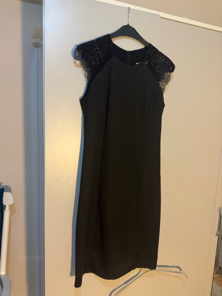 Siyah Drapeli Midi Siyah Gotik Elbise - Görsel 2