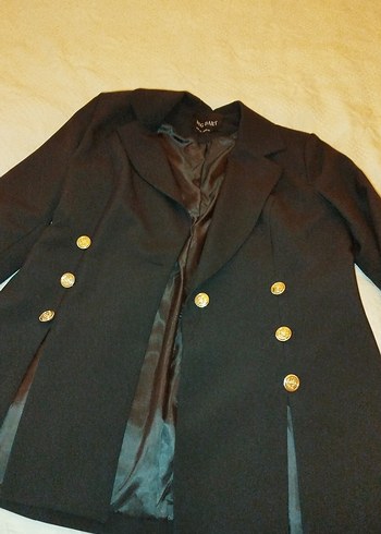 Düğmeli Siyah Kadın Blazer Ceket yırtmaçlı - Görsel 6