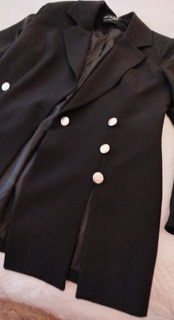 Düğmeli Siyah Kadın Blazer Ceket yırtmaçlı - Görsel 4