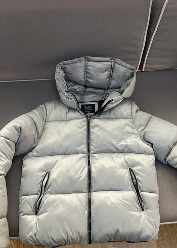 Bershka Gri Kapusonlu Sik Sisme Mont