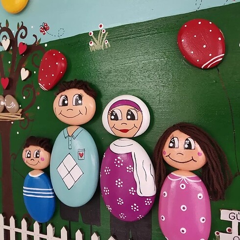  Beden çeşitli Renk Aile temalı taş boyama tablo