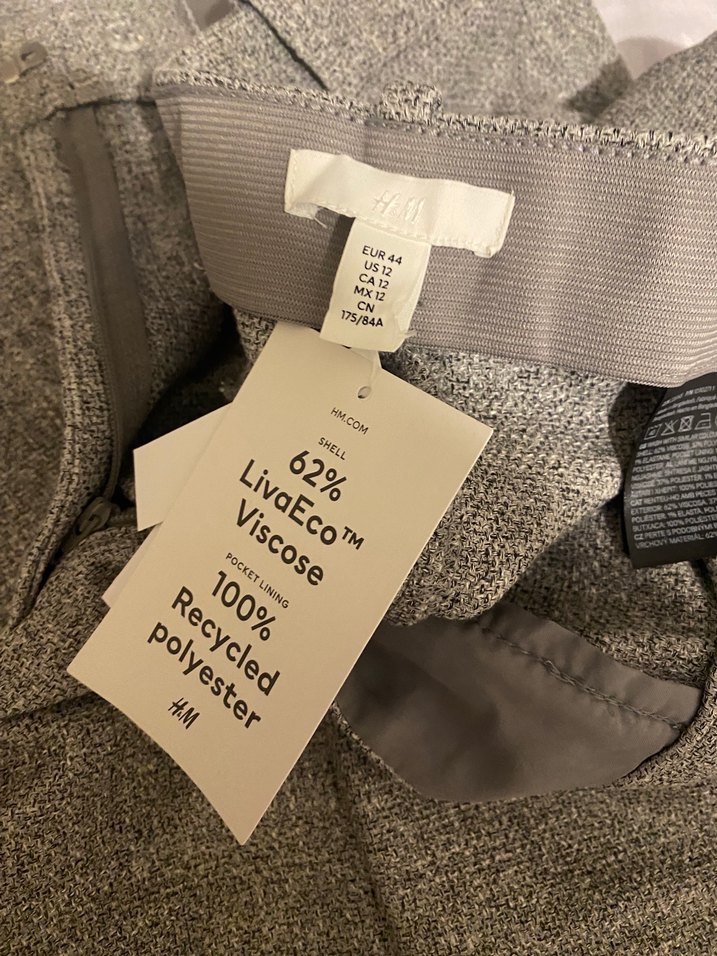 Gri Pilili Keten Kadın Pantolon - Görsel 3