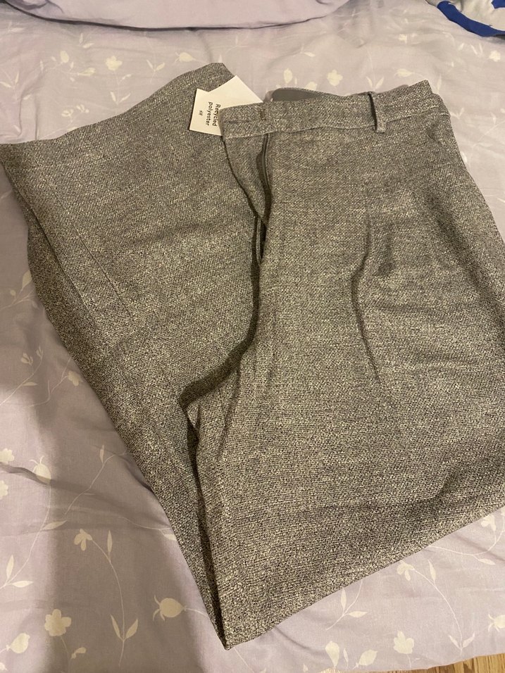 Gri Pilili Keten Kadın Pantolon - Görsel 2