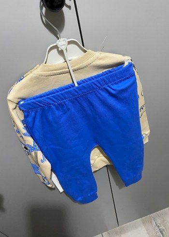 Mavi Baskılı Uzun Kollu Erkek Bebek Takımı - Görsel 3