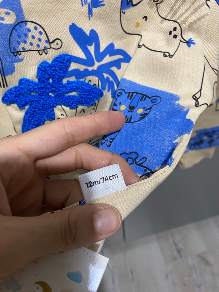 Mavi Baskılı Uzun Kollu Erkek Bebek Takımı - Görsel 2