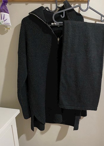 Gri Yün Kadın Oversize Triko - Görsel 5