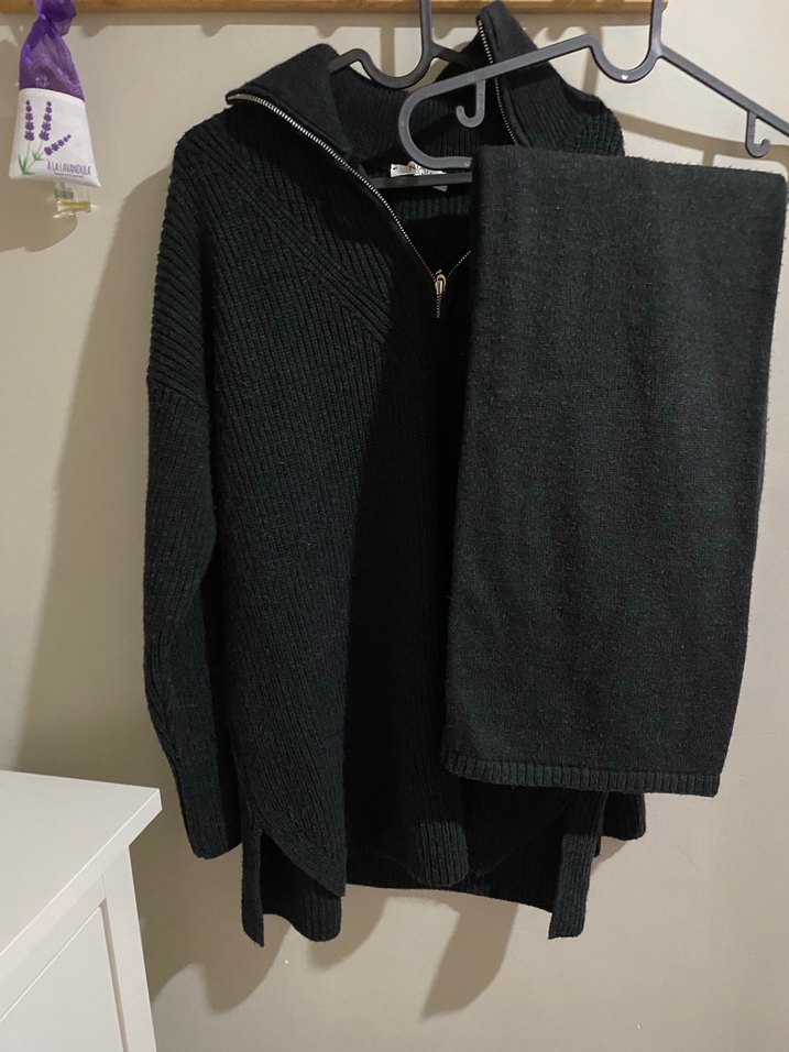 Gri Yün Kadın Oversize Triko - Görsel 5